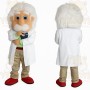 White Beige Old Scientist Mascot Costume