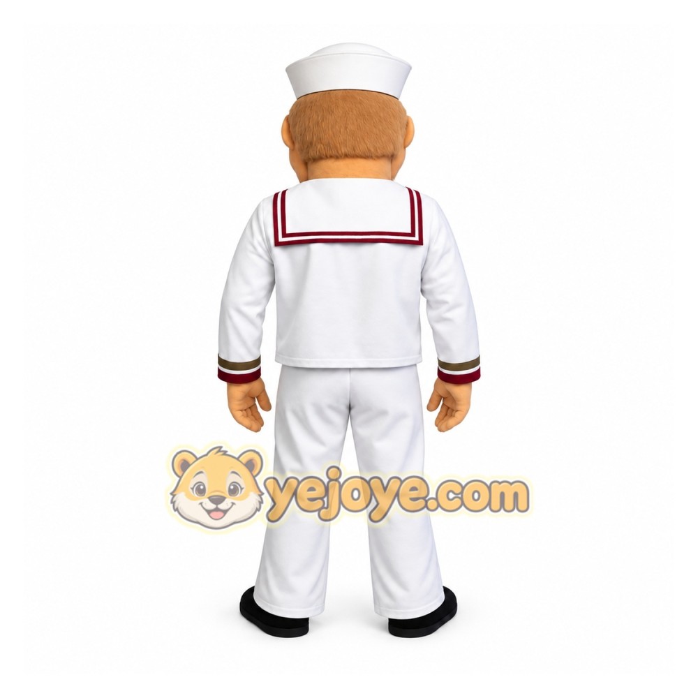 White Burgundy Sailor Man Mascot Costume White Burgundy Sailor Man Mascot Costume