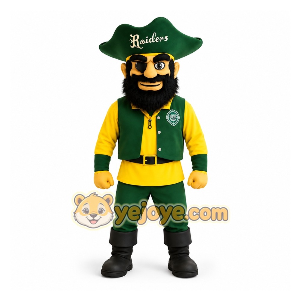 Green Yellow Pirate Mascot Costume Green Yellow Pirate Mascot Costume