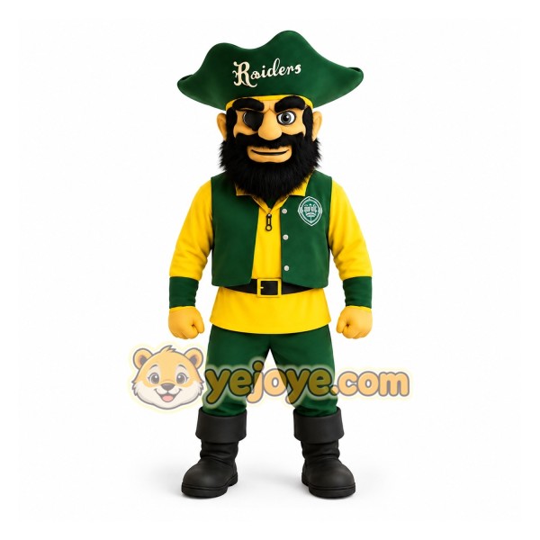 Green Yellow Pirate Mascot Costume