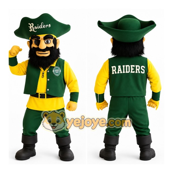 Green Yellow Pirate Mascot Costume
