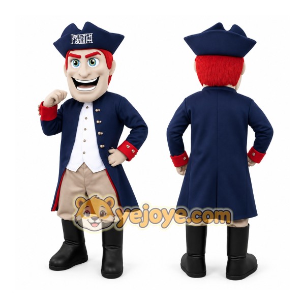 Navy Red Pirate Mascot Costume