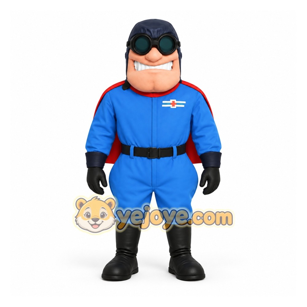 Blue Red Superhero Aviator Mascot Costume