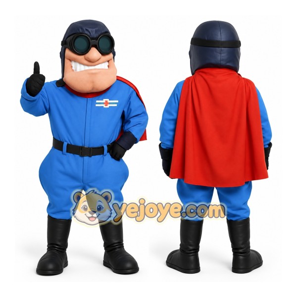 Blue Red Superhero Aviator Mascot Costume