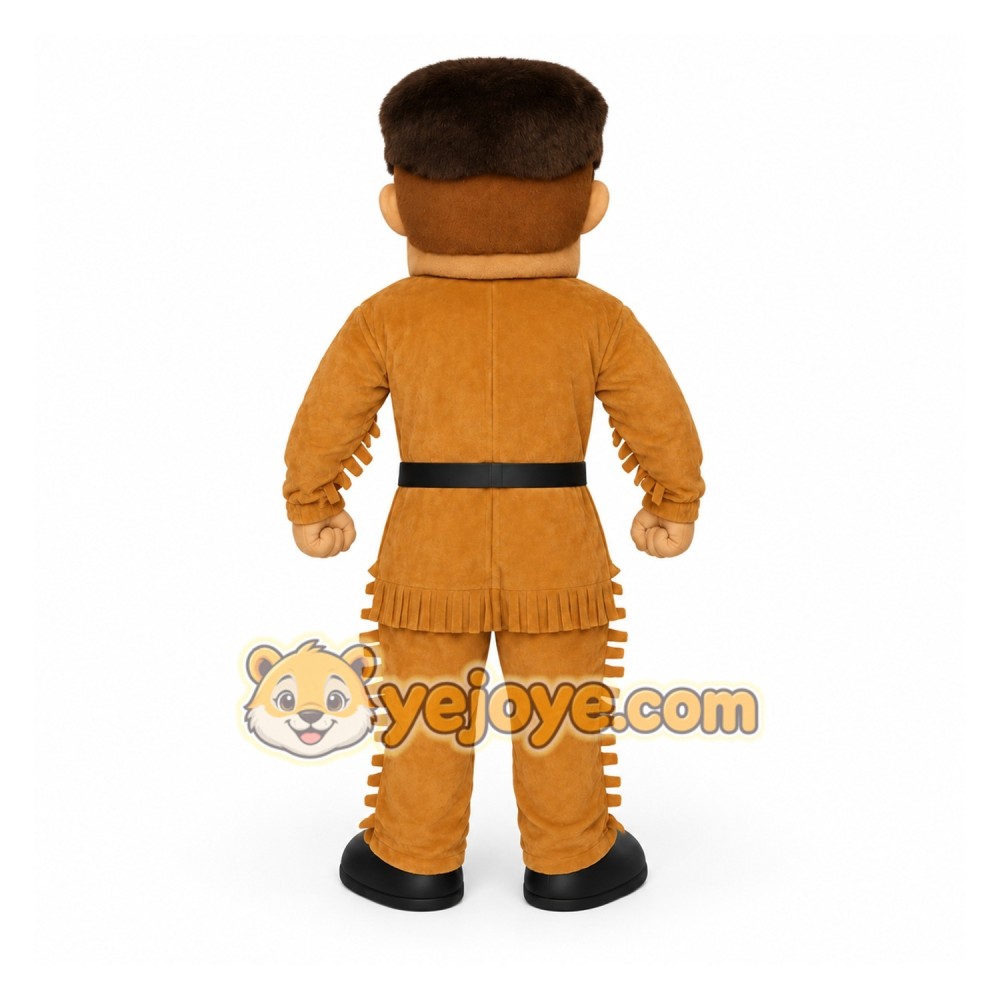 Tan Brown Fringed Frontiersman Mascot Costume