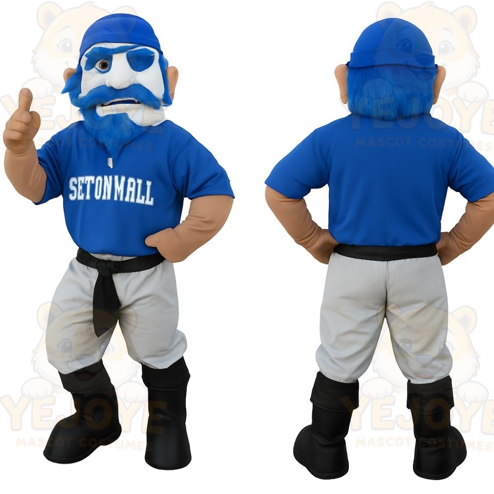 Blue White Pirate Mascot Costume