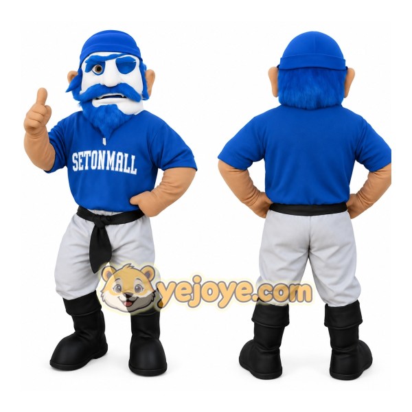 Blue White Pirate Mascot Costume