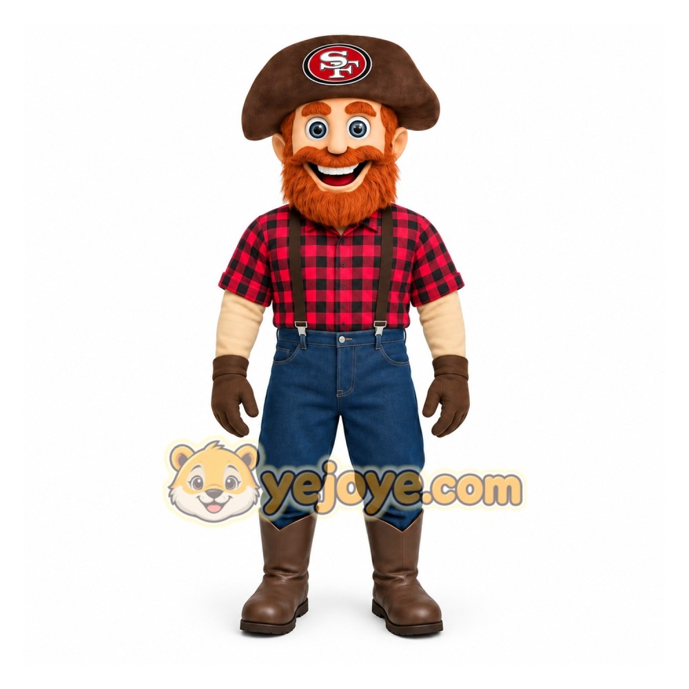 Red Black Bearded Miner Mascot Costume Red Black Bearded Miner Mascot Costume