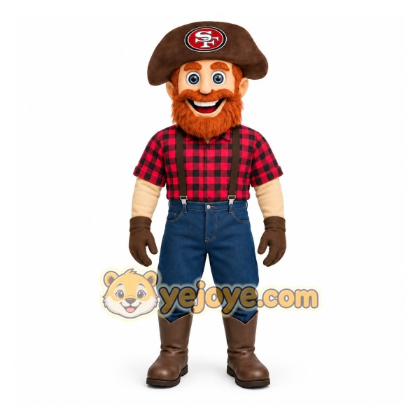 Red Black Bearded Miner Mascot Costume