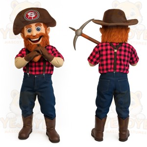Red Black Bearded Miner Mascot Costume