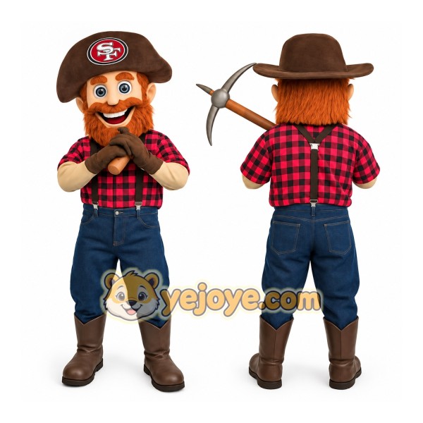 Red Black Bearded Miner Mascot Costume