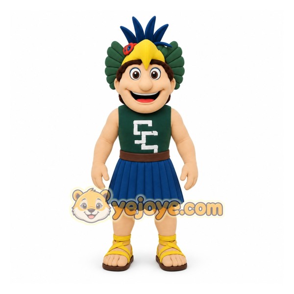 Yellow Green Aztec Warrior Mascot Costume