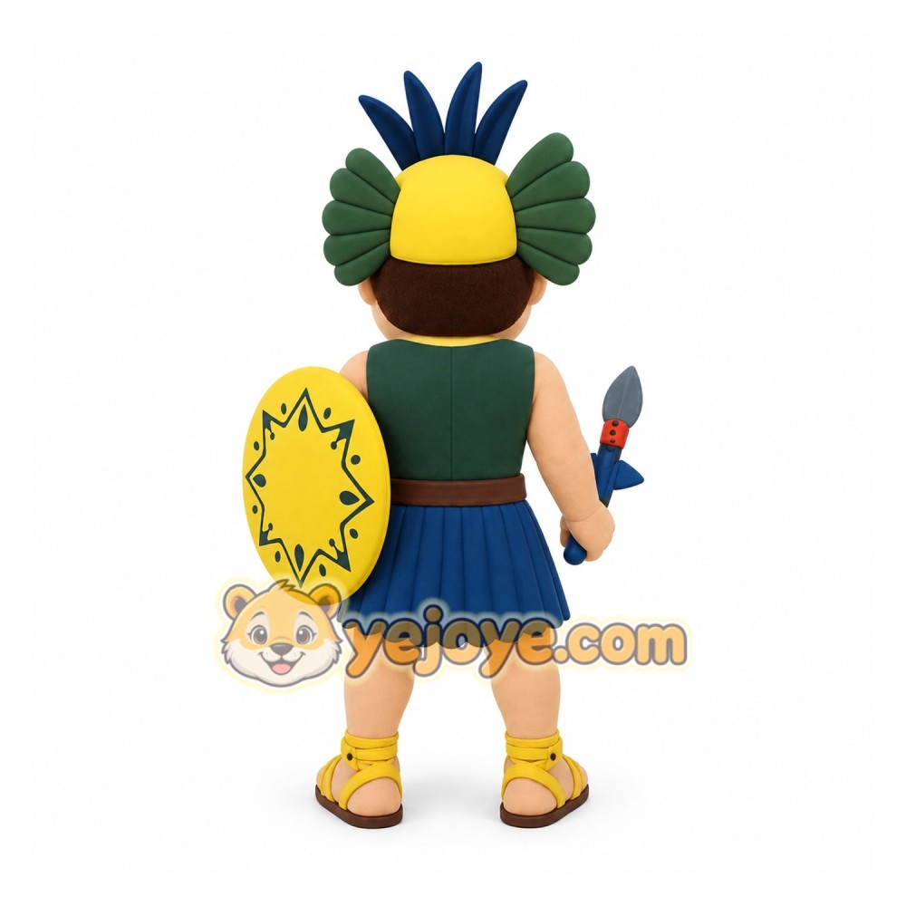 Yellow Green Aztec Warrior Mascot Costume Yellow Green Aztec Warrior Mascot Costume