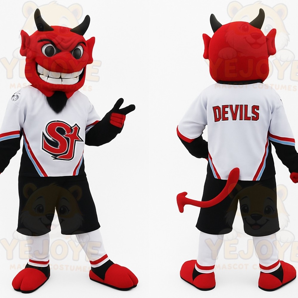Red Black White Devil Mascot Costume