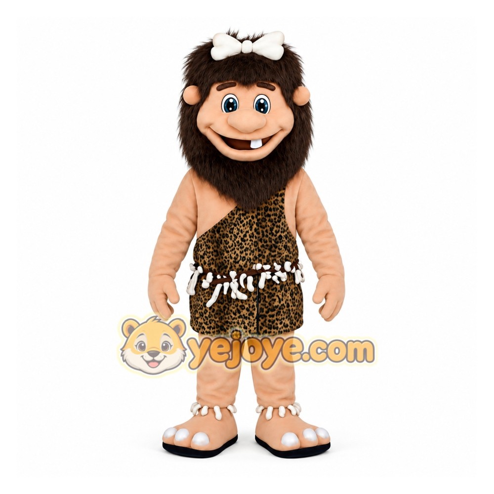Brown Tan Leopard Caveman Mascot Costume