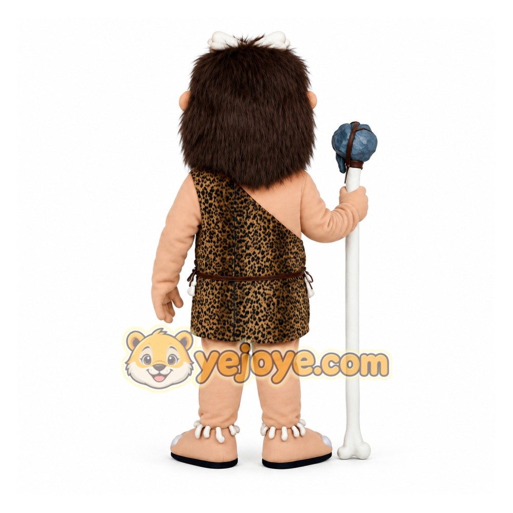 Brown Tan Leopard Caveman Mascot Costume