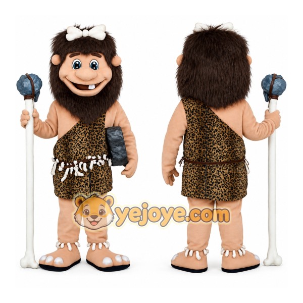 Brown Tan Leopard Caveman Mascot Costume