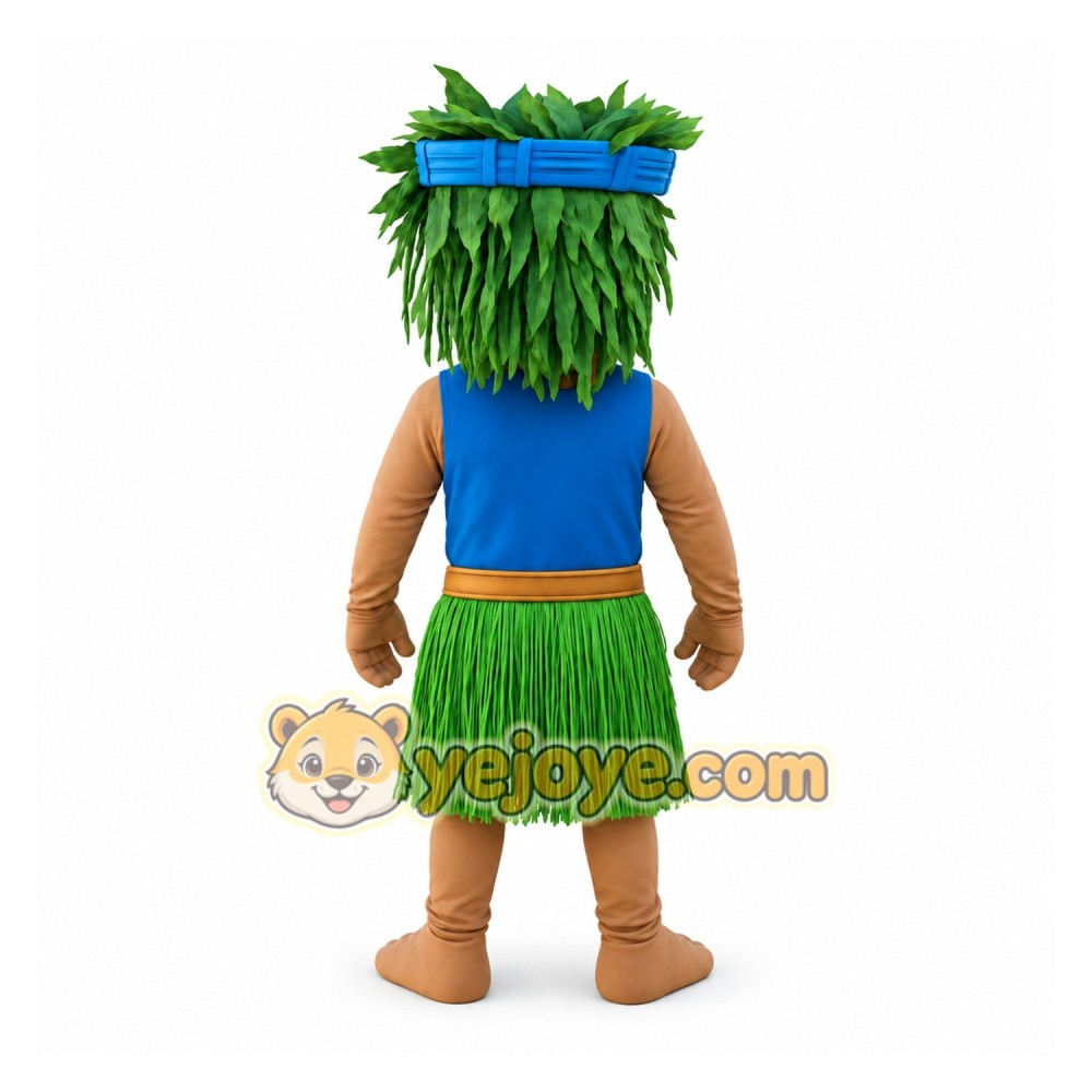 Blue Green Brown Hula Tiki Man Mascot Costume Blue Green Brown Hula Tiki Man Mascot Costume