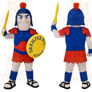 Blue Red Yellow Roman Soldier Mascot Costume