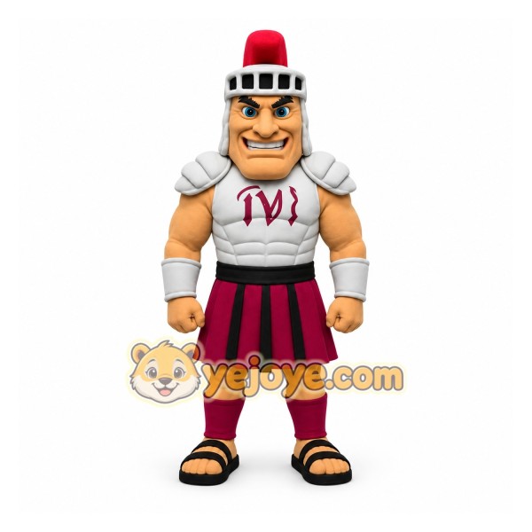 Gray Burgundy Spartan Warrior Mascot Costume