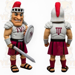 Gray Burgundy Spartan Warrior Mascot Costume