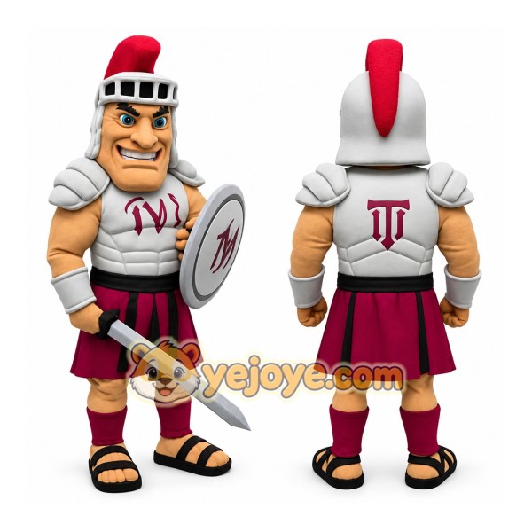 Gray Burgundy Spartan Warrior Mascot Costume