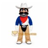 Blue Tan White Mustached Cowboy Mascot Costume