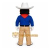 Blue Tan White Mustached Cowboy Mascot Costume