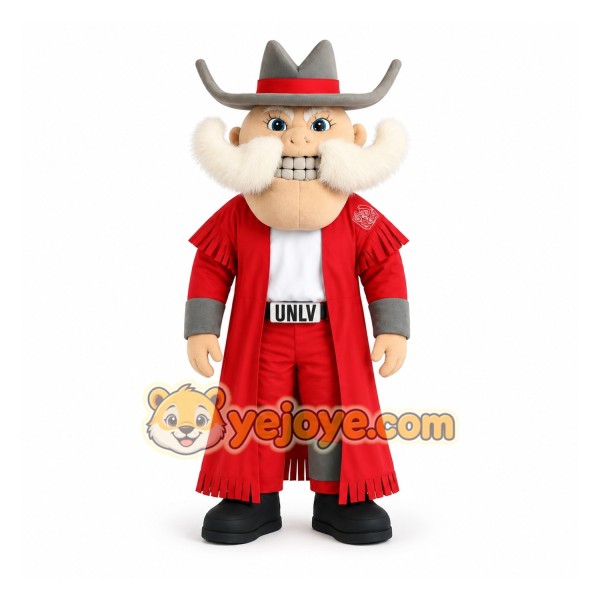 Red Gray Mustached Cowboy Mascot Costume