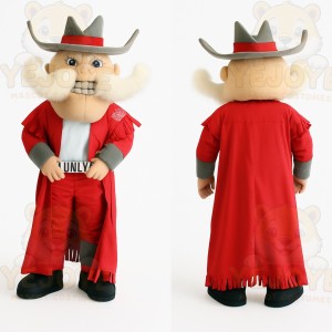 Red Gray Mustached Cowboy Mascot Costume