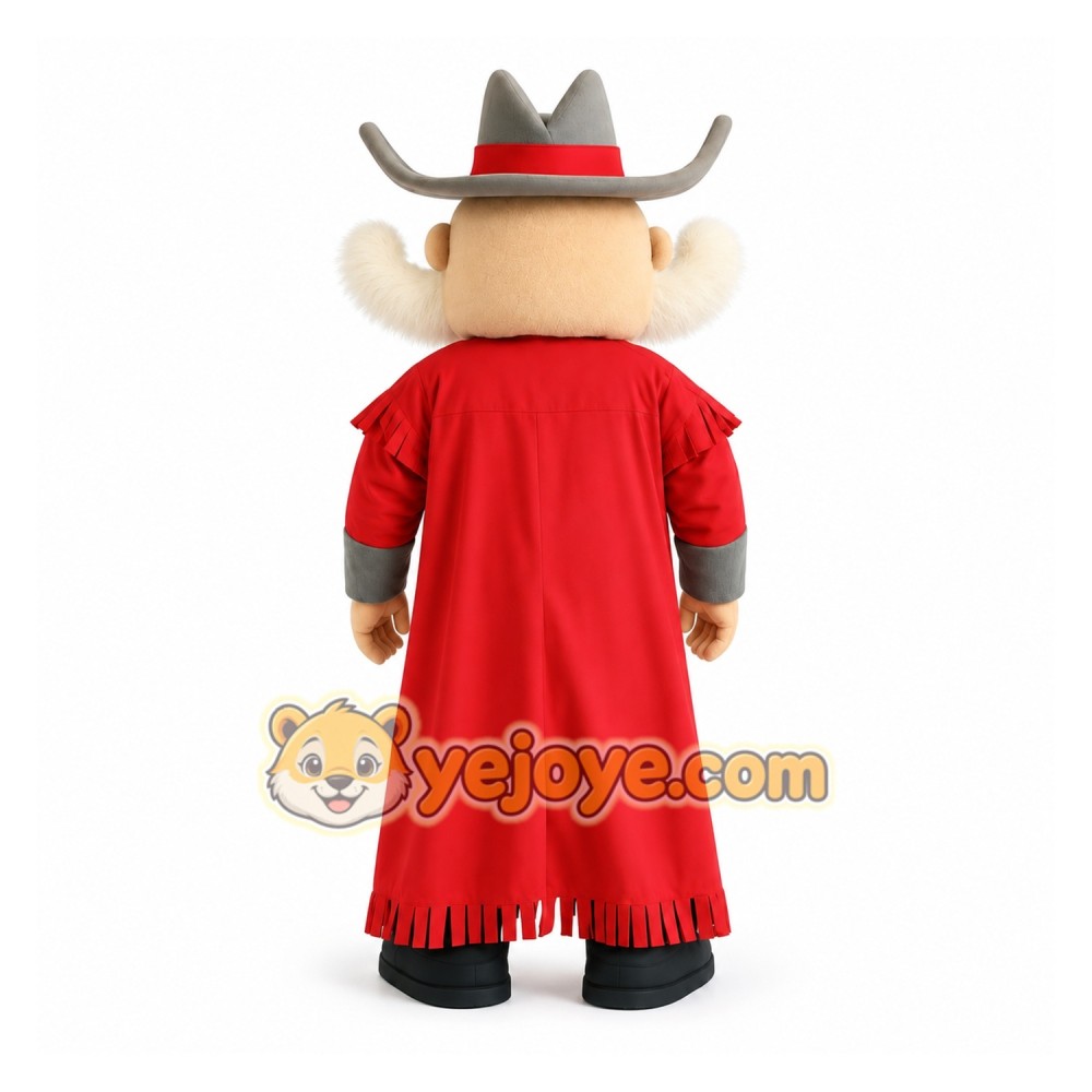 Red Gray Mustached Cowboy Mascot Costume Red Gray Mustached Cowboy Mascot Costume