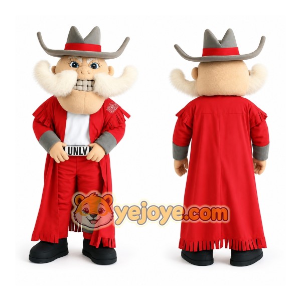 Red Gray Mustached Cowboy Mascot Costume