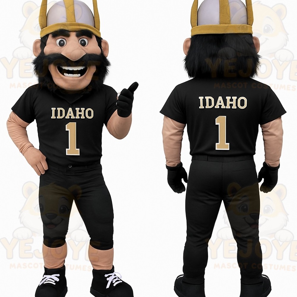 Black Gold Viking Football Player Mascot Costume