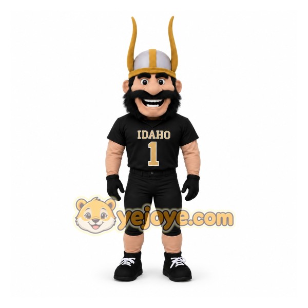 Black Gold Viking Football Player Mascot Costume