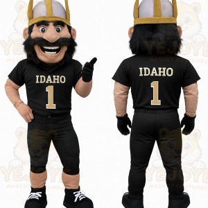 Black Gold Viking Football Player Mascot Costume