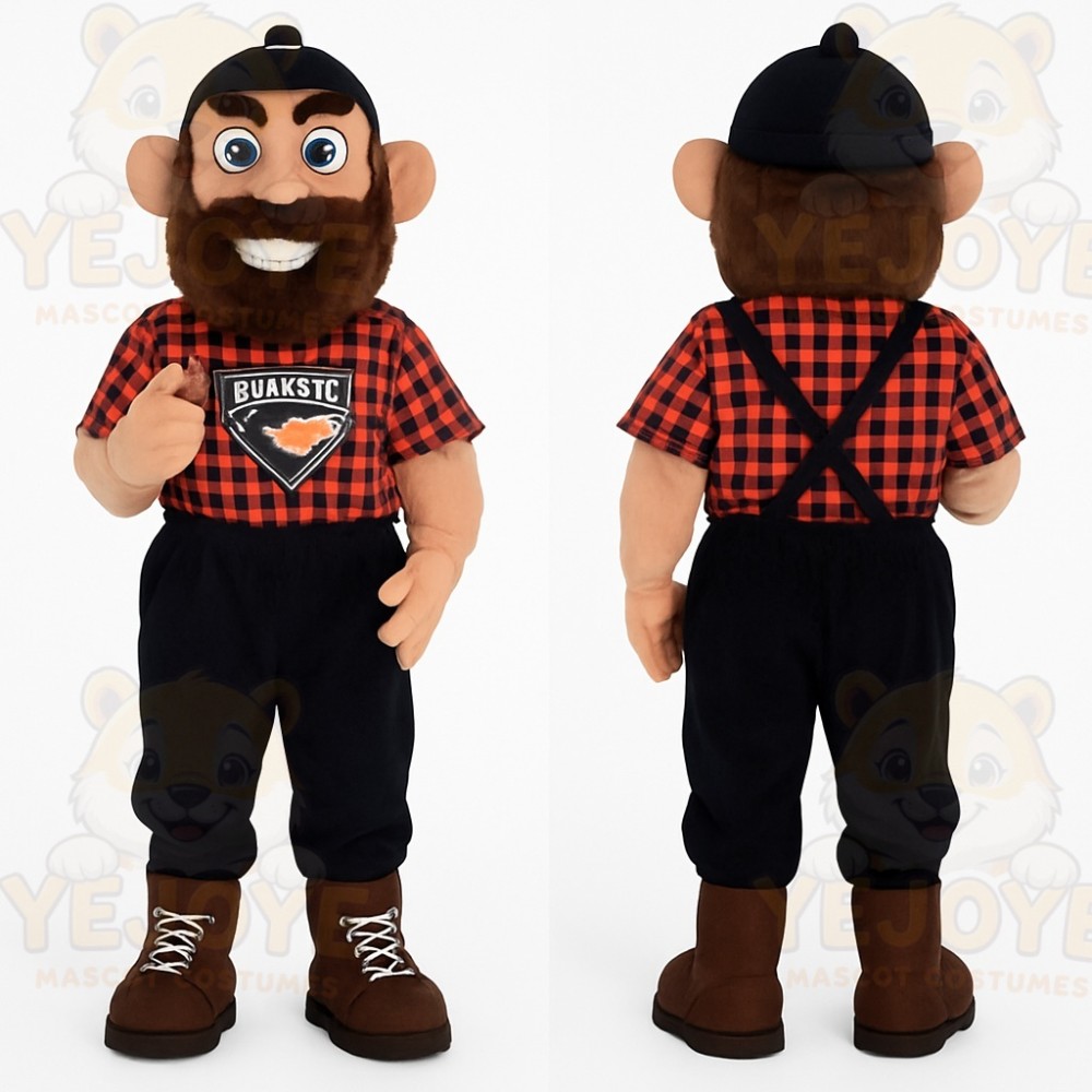 Red Black Lumberjack Mascot Costume