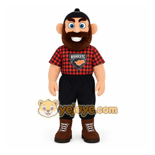 Red Black Lumberjack Mascot Costume