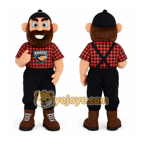 Red Black Lumberjack Mascot Costume