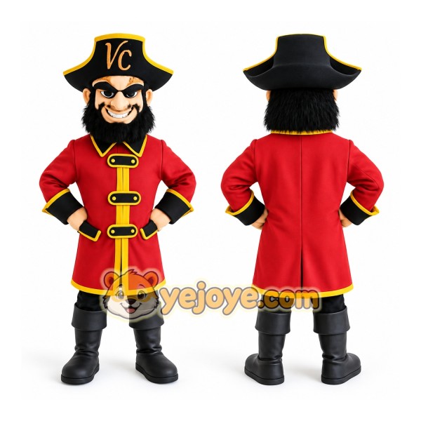 Red Black Bearded Pirate Mascot Costume