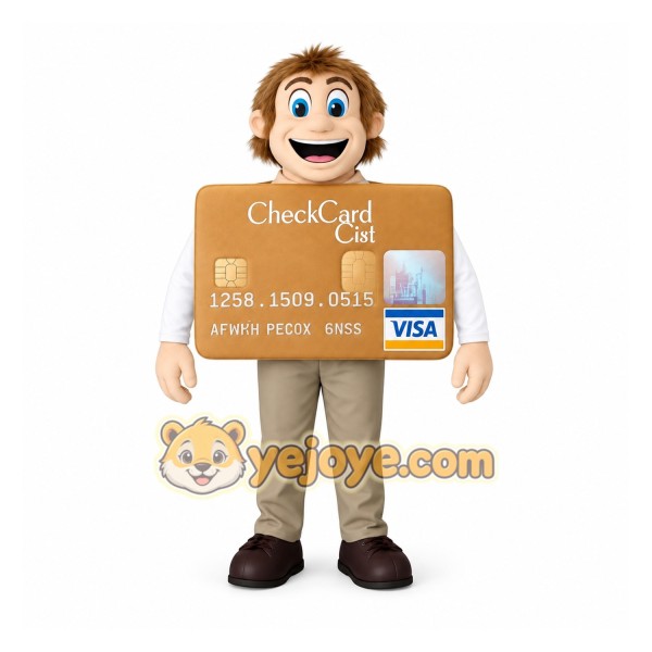 Tan Beige Credit Card Man Mascot Costume