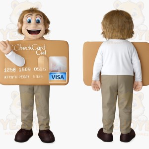 Tan Beige Credit Card Man Mascot Costume