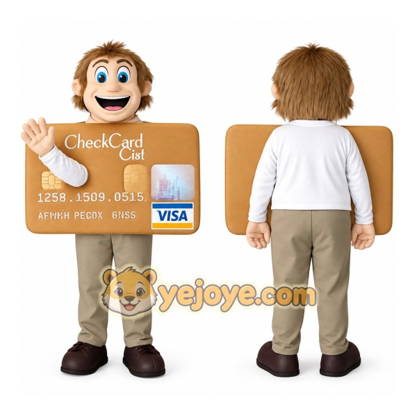 Tan Beige Credit Card Man Mascot Costume