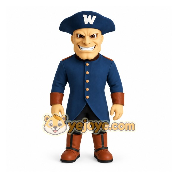 Navy Blue Brown Colonial Man Mascot Costume