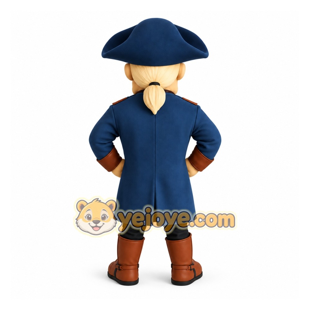 Navy Blue Brown Colonial Man Mascot Costume Navy Blue Brown Colonial Man Mascot Costume