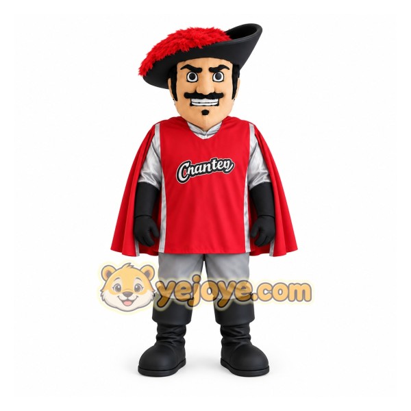 Red Black Mustached Pirate Mascot Costume