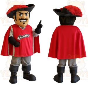 Red Black Mustached Pirate Mascot Costume