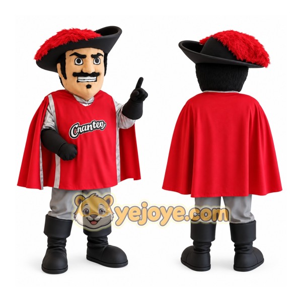 Red Black Mustached Pirate Mascot Costume