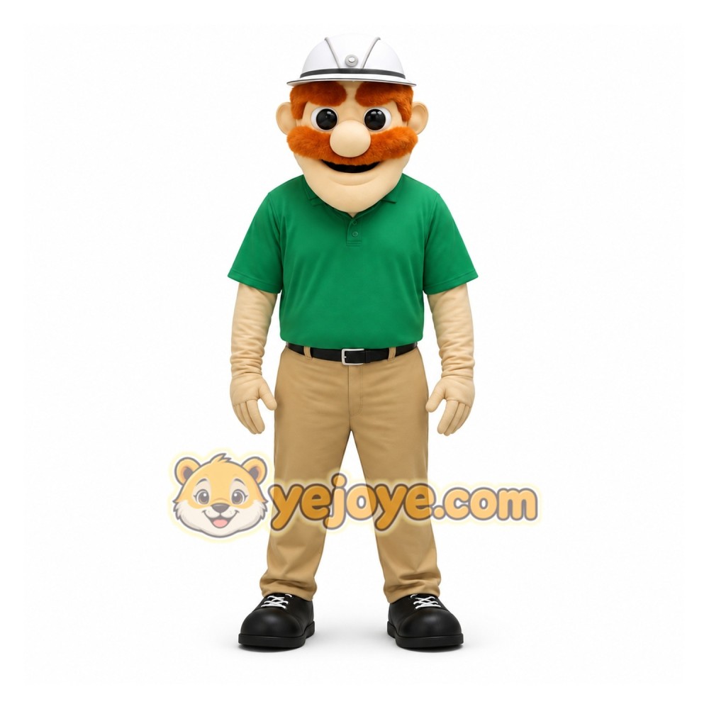 Green Khaki Construction Worker Mascot Costume Green Khaki Construction Worker Mascot Costume