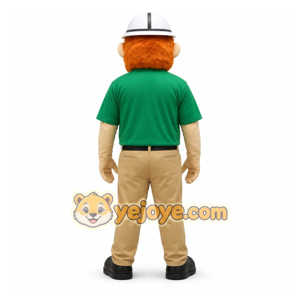 Green Khaki Construction Worker Mascot Costume Green Khaki Construction Worker Mascot Costume