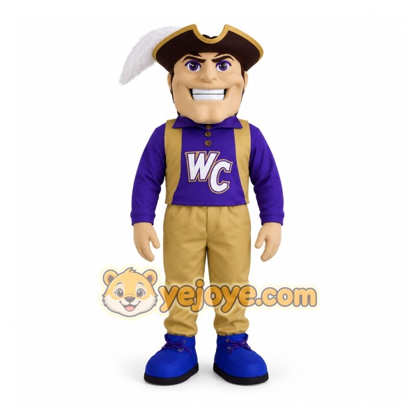 Purple Gold Colonial Gentleman Mascot Costume